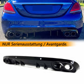 NEU Heckdiffusor Auspuff Blenden Schwarz Glanz für Mercedes C Kl. W205 S205 Seriens. di212